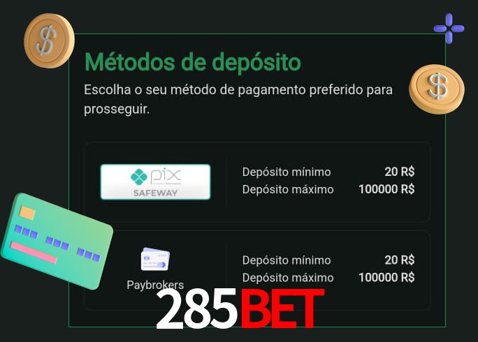 O cassino 285bet oferece uma grande variedade de métodos de pagamento